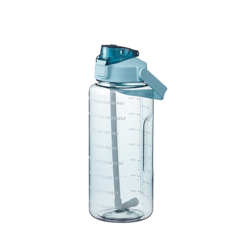 2-Liter-Wasserflasche mit Strohhalm, Kawaii-süße Trinksportflaschen mit Zeitmarkierung für Mädchen, Wasserkrug, Trinkgeschirr, Outdoor-Tasse