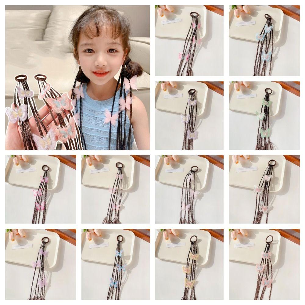 

Rubber Bands Kids Hair Ornament Lovely Wigs Ponytail Headbands Birthday Gifts green-2