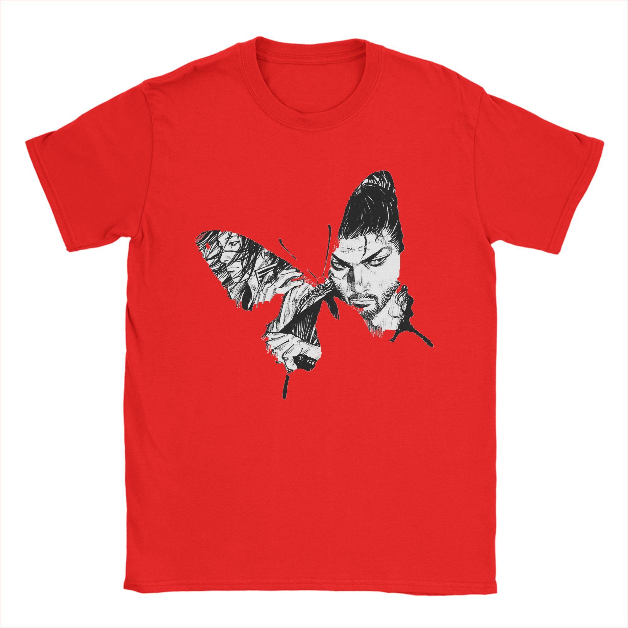 Mens TShirt Butterfly Sasaki Kojiro And Musashi Miyamoto Hipster 100 Cotton Tee Shirt Short Sleeve Vagabond T Shirts Tops S