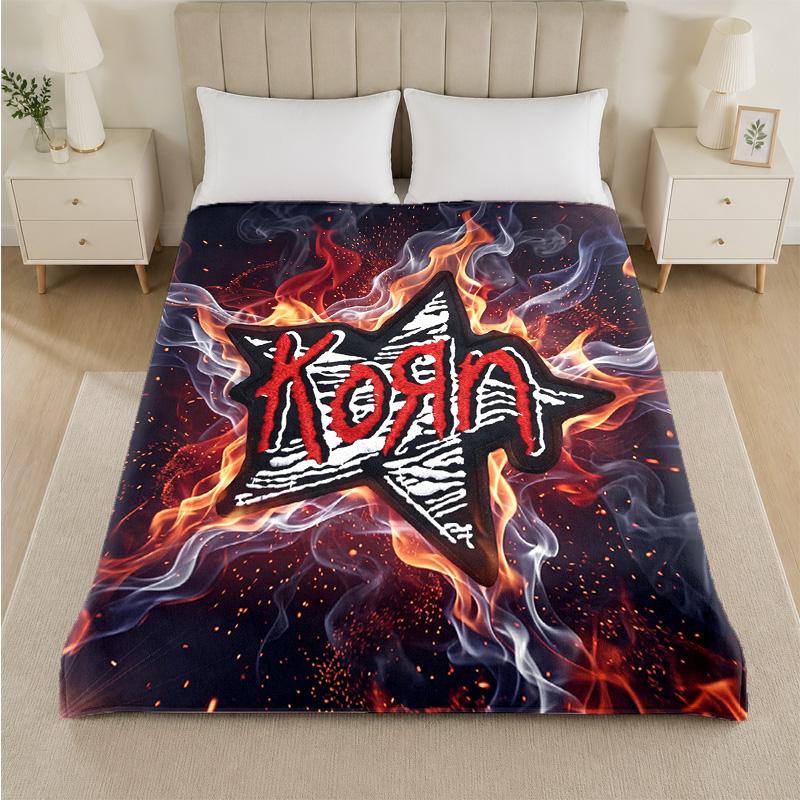 Korn Print Flannel Blanket Cozy Lightweight Plush Throw Blanket For Bed Sofa Household Use