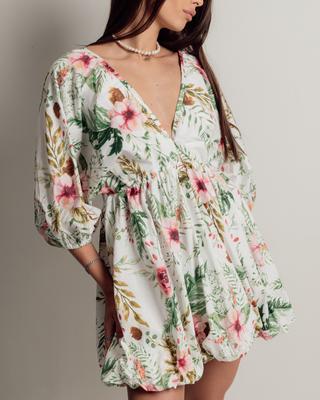 Summer Dress Milirud 551 SL White Floral Print