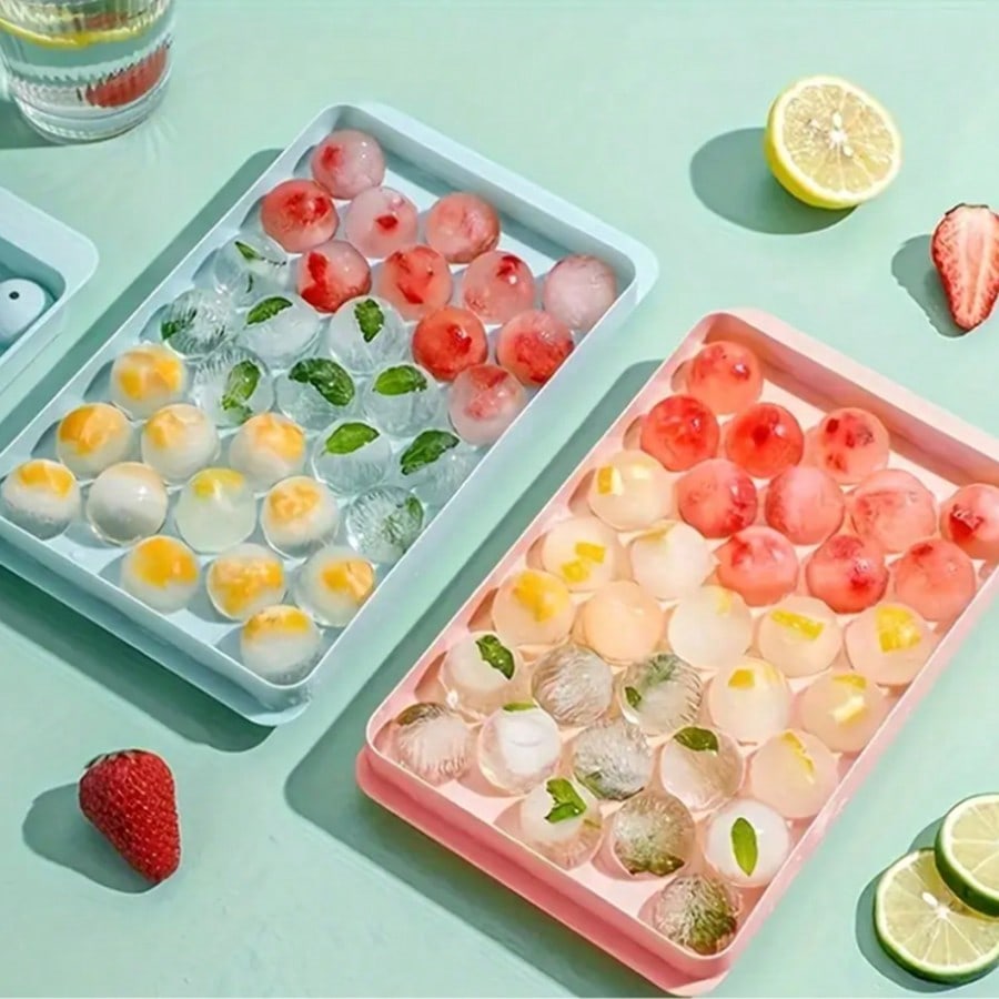 Random Size Ice Cube Tray with Lid, Refrigerator Ice Cube Mold, Mini Round Ice Ball Maker Mold