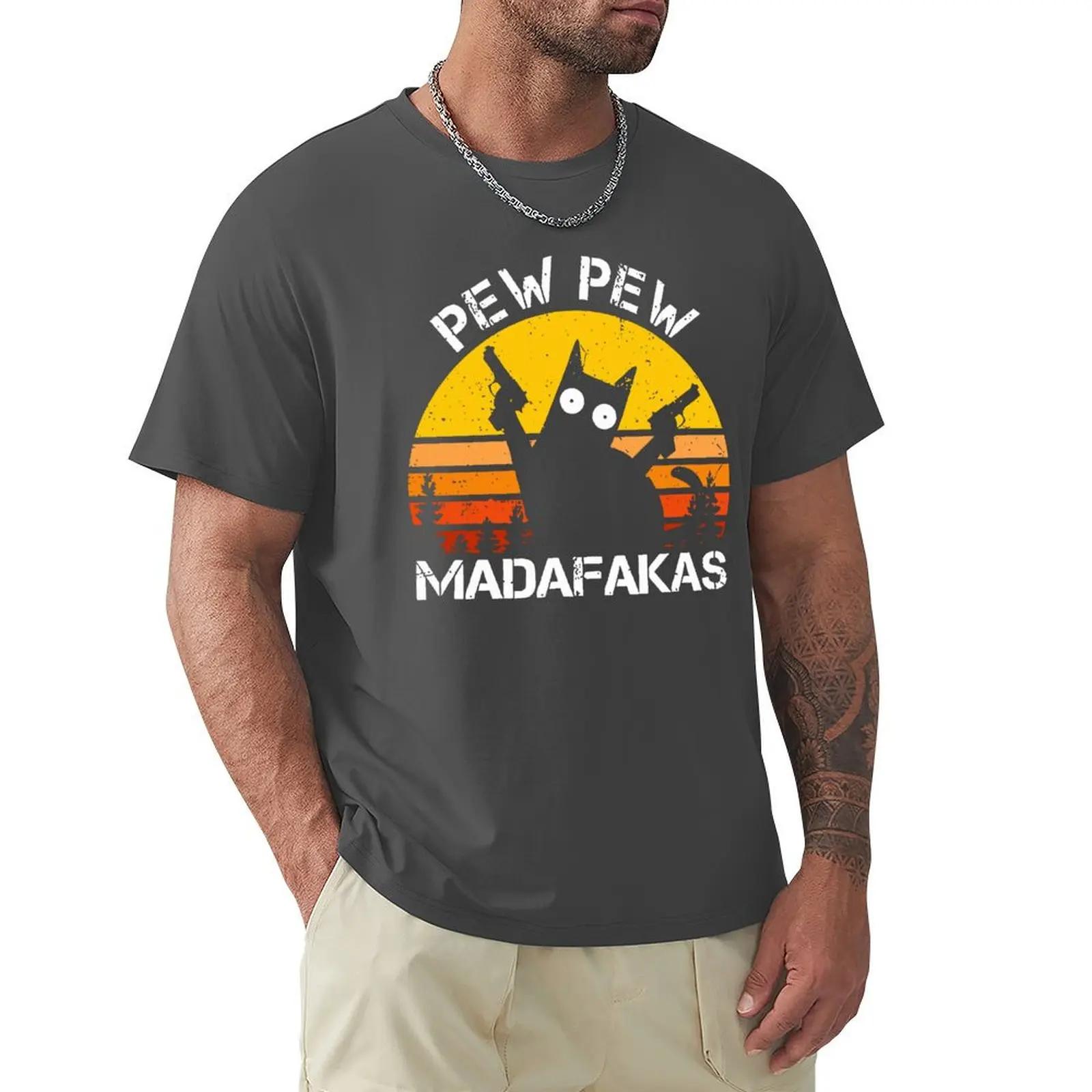 

Pew Pew Madafakas Cat With Two Guns Printing Чоловічі футболки Літні бавовняні футболки Дихаючий вільний одяг Хіп-хоп вуличні футболки L армія зелений колір