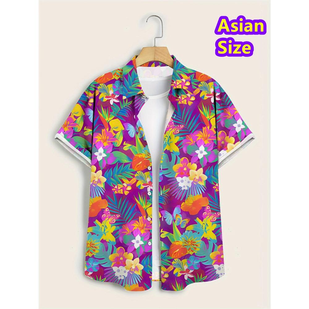 Cheap Floral Shirts Men's Hawaii Holiday Party Blouse 2026 Lapel Beach Shirt Flower Korean Fashion Short-sleeved Womens Clothes