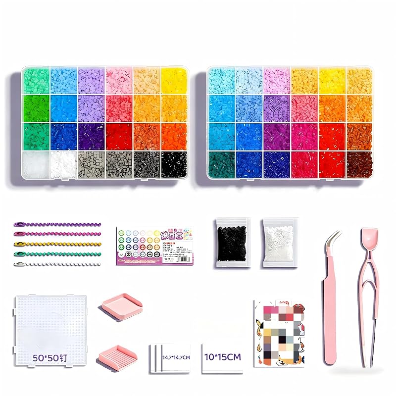PXLAATY [Large Capacity 24 Colors, 48 Colors, 72 Colors] Iron Beads, 2.6mm Mini Size, Nano Beads Compatible, with Storage Case, Making Toy,