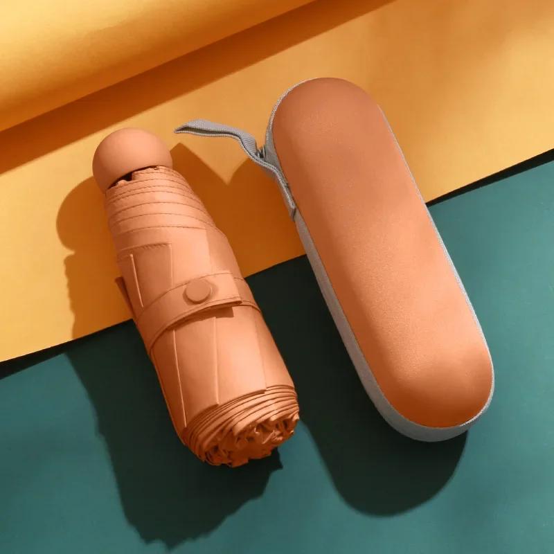 Rain Capsule Rubber Black Dual Mini Umbrella Use Umbrella Alloy Sun Portable Sunshade Foldable Sunscreen Rain Handle