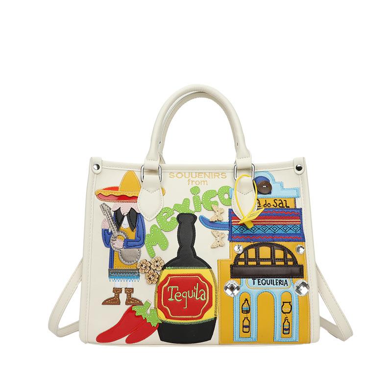 Borsa di Grande Capacità - Borsa a Mano/a Spalla Tote in Stile Vintage - Borsa Monospalla di Nicchia