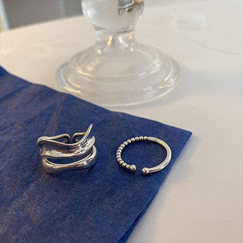 South Korea Dongdaemun Double-Layer Ball Ring: S925 Sterling Silver, Fashionable Design for Women