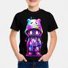 Fluorescent Style Short Sleeved 3D Digital Printed T-shirt for Children Shirt