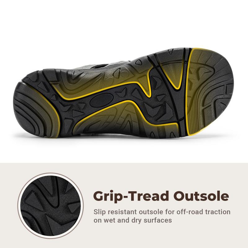 Fitville Wide Width Mens Sandal Shoes Closed-Toe Trekking Water Sandal Shoes With Arch Support For Swollen Feet Anti-Skid Summertime Shoes