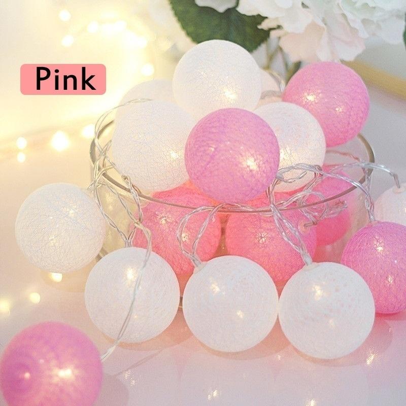 20 LED Cotton Ball String Lights Battery Operated Colorful Garland Fairy Lights for Home Wedding Christmas Party Outdoor Decors