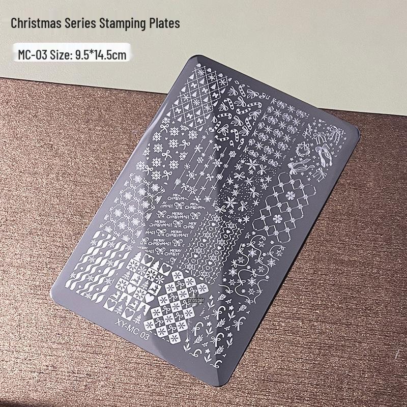 Nail Art Christmas Stamping Set: Elk, Snowflake, Tree, Santa & Balloon Patterns with Silicone Stamper