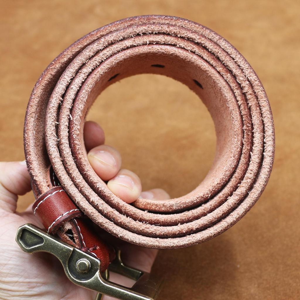 Men's Retro Hand-Stitched Washed Leather Belt - 100% Top Layer Cowhide, Business Casual, Creative Design