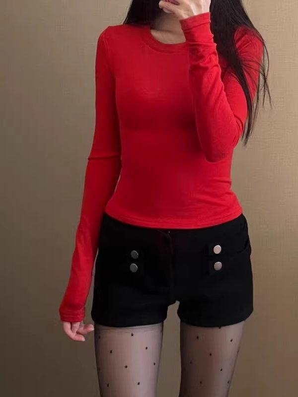 Women s Black Plus Velvet High-Waist Casual Bootcut Shorts (Autumn/Winter 2025) Small