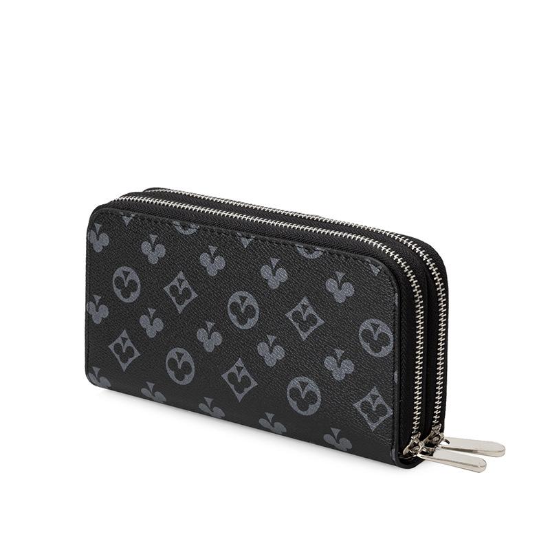 

Unisex Long Wallet Double Zipper Change Bag Printed Clutch Bag Fashion Multi-Card Wallet Small Handbag