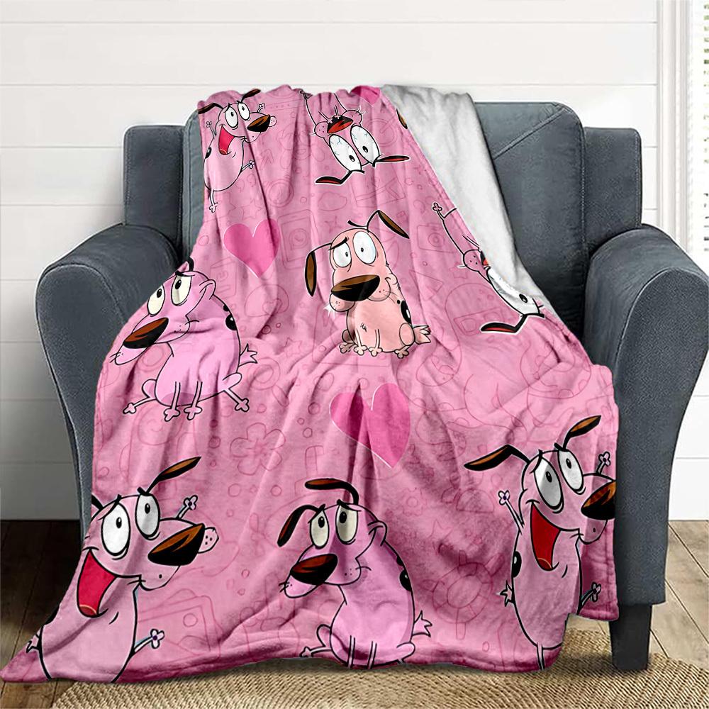 1 Stück Courage der feige Hund Outdoor-Decke Leichtes Flanell, Weich & Warm, Ganzjahresnutzung für Sofa, Outdoor, Camping, Wohnzimmer, Büro, Stuhl