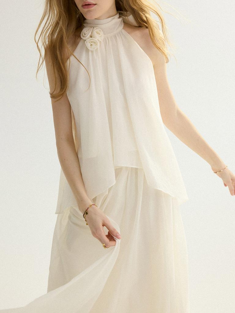 Sinseuden Rosette Halterneck Blouse