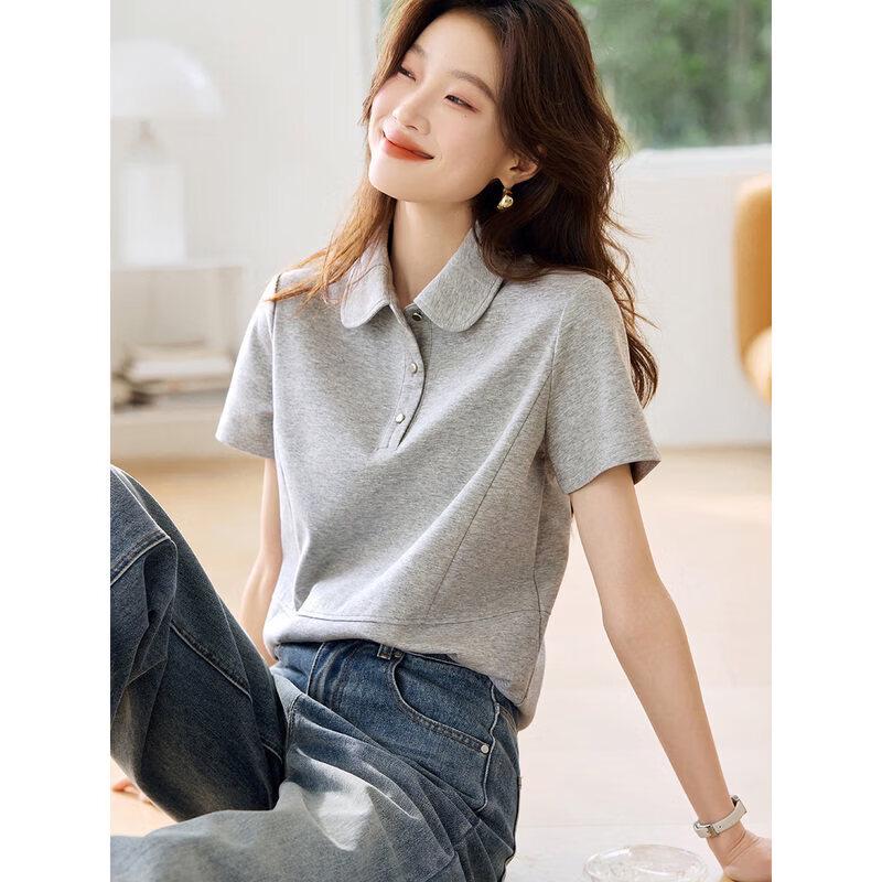Women s Casual Doll Collar Short Sleeve Blouse S