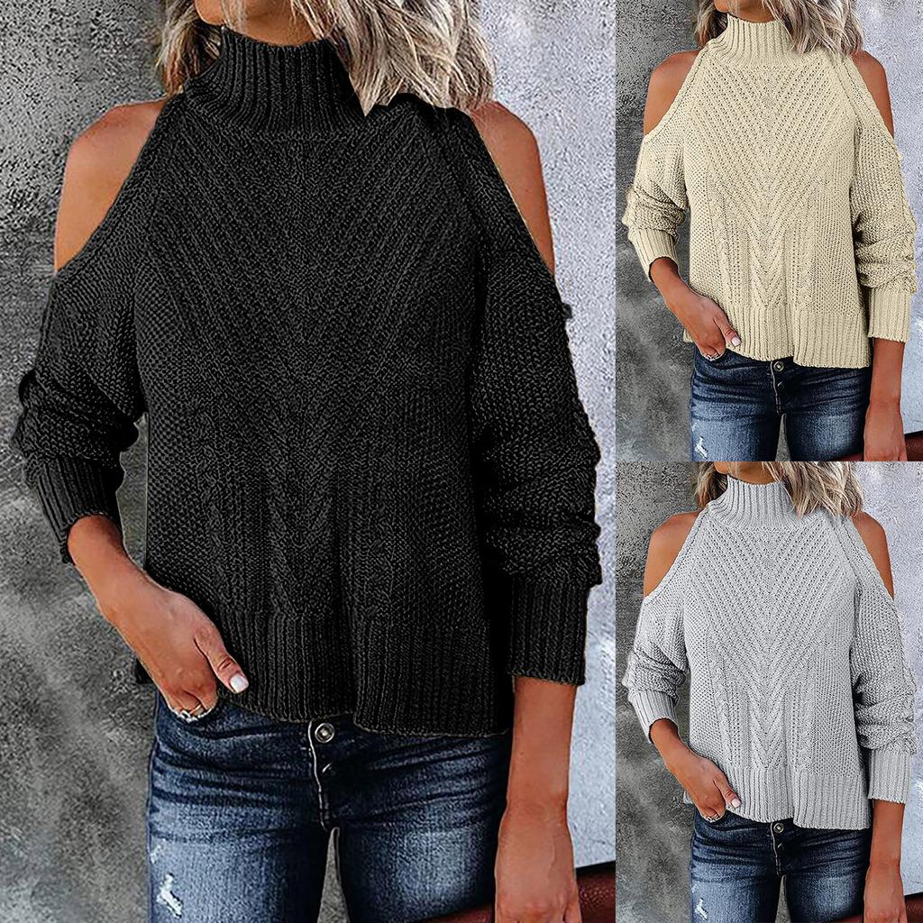 Women Casual Fashion Loose Long-sleeved  Solid Color Top Sweater