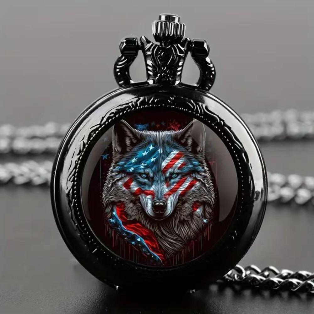 Color Pattern Medium Pocket Watch Retro Flip Decorative Necklace Watch Personality Trend Male and Female Students Quartz Watch