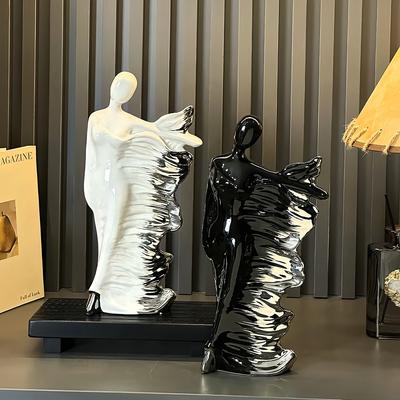 Elegant Ceramic Goddess Sculpture Silver Gradient Art Sculpture Light Luxury Figures Art Ornaments Decorated with Unique Gifts