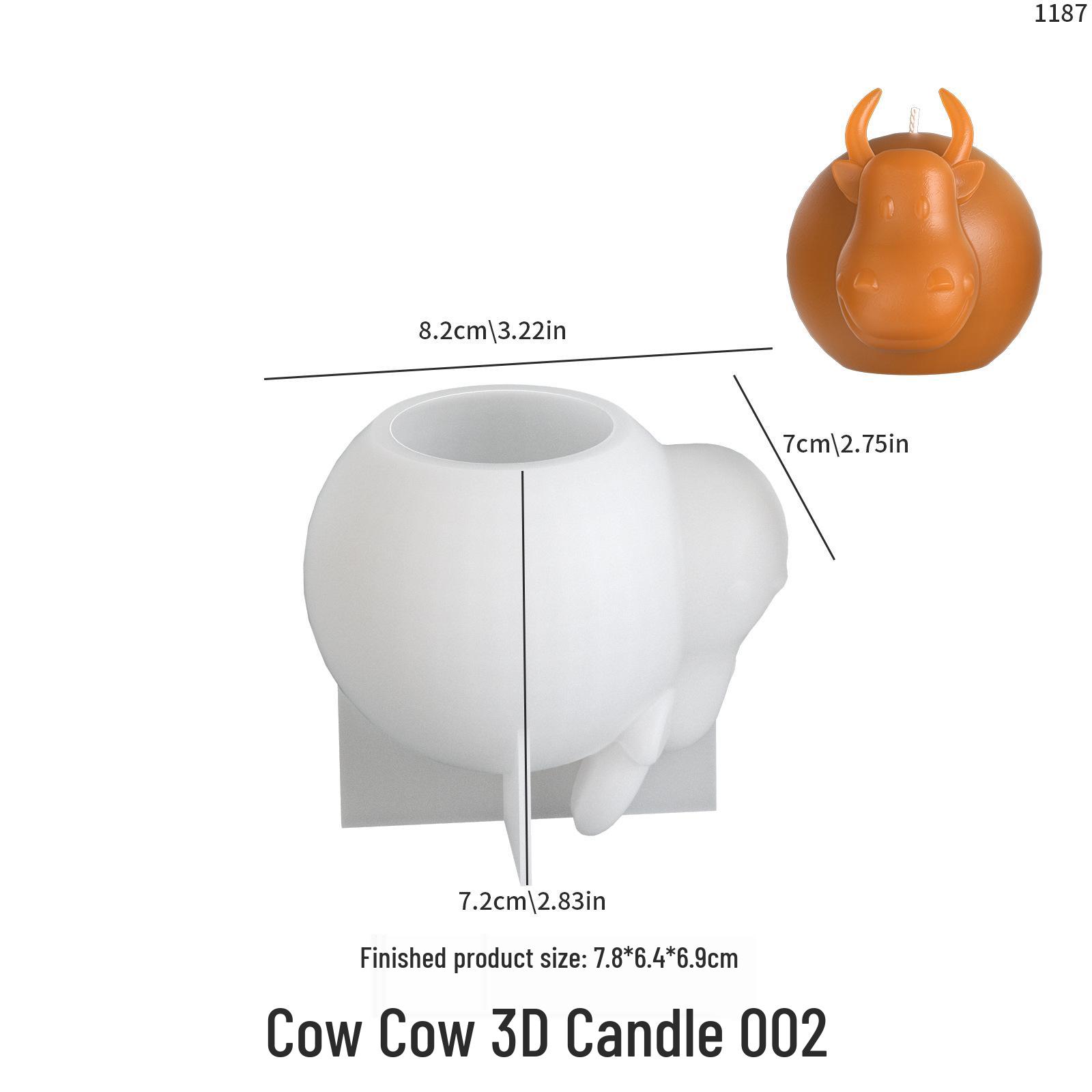 Poppy Crystal Epoxy Resin Cow Head Ornament DIY Candle Silicone Mold
