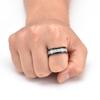 8mm Men Classic Fashion Tungsten Carbide Rings Black Stainless Steel Inlay Polished Meteorite Ring Couple Accessories Jewelry