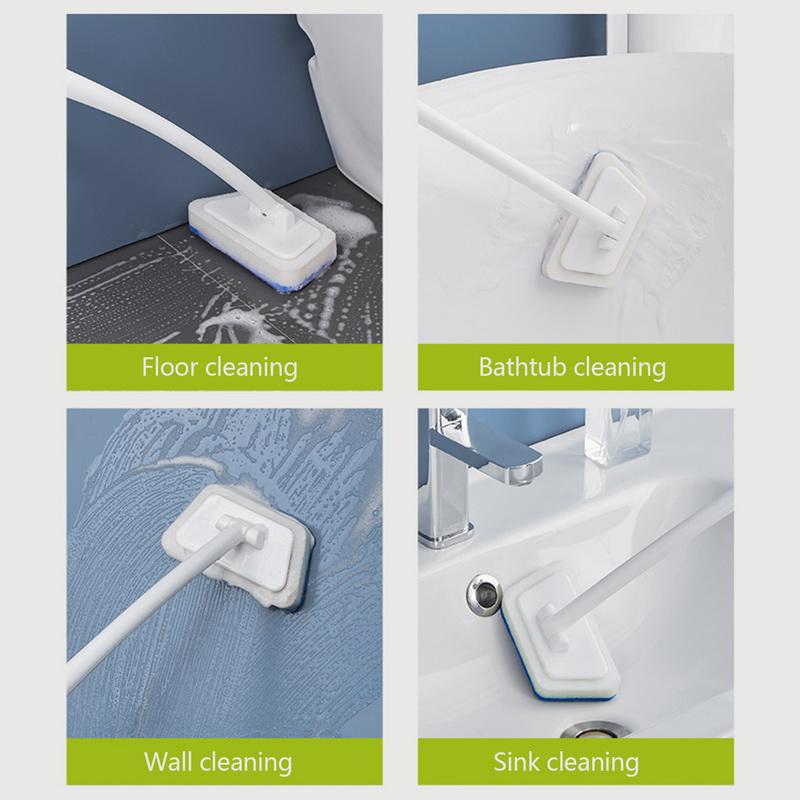 Multifunktionale Badezimmer-Wandbürste mit langem Griff, abnehmbare Haushaltsboden-Badewannenbürste, Keramikfliesen-Schwamm-Reinigungsbürste