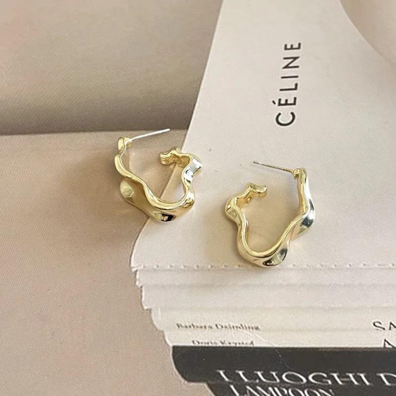Vintage Creative Metal Irregular Hoop Earrings for Women Retro Punk Hip Hop Metal Geometric Twist Earrings Jewelry Party Gifts