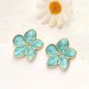 Creative Drop Oil Stainless Steel Petal Stud Earrings for Women Vintage Elegant Simple Flower Earrings Daily Versatile Jewelry