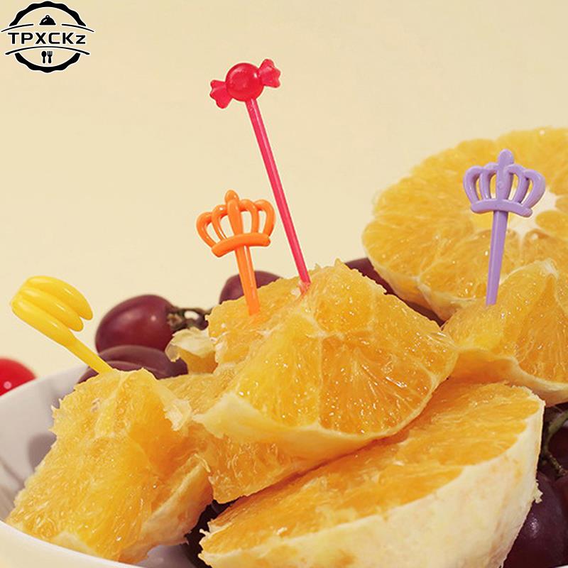 Candy Fruit Fork Food Grade Plastic Mini Cartoon Kids Cake Fruit Toothpick Bento Lunch Bento Accessories Party Decoration Supply