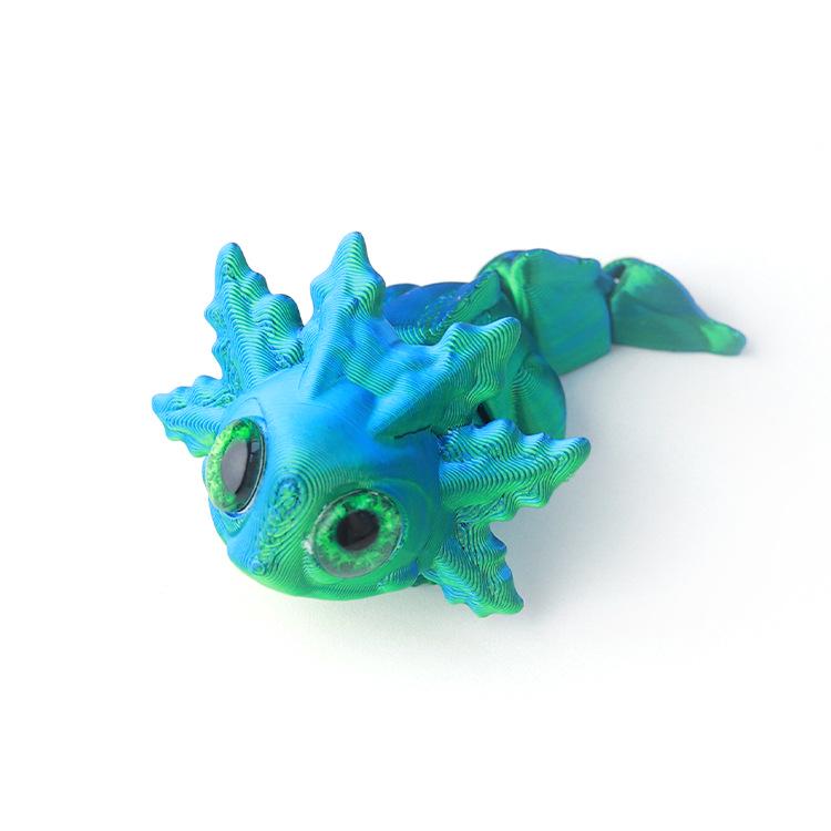 3D Printed Multicolor Articulated Salamander Toy Figurine