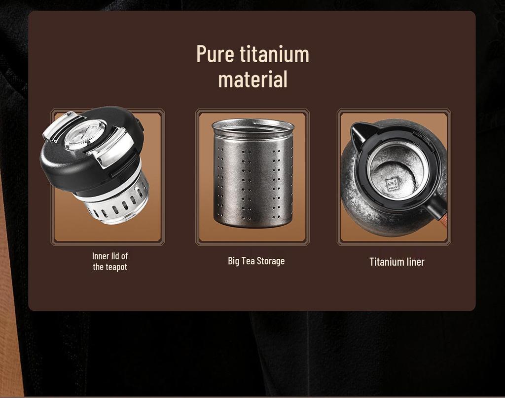 Portable High-End Pure Titanium Tea Set with Insulated Teapot and Teacups - Ideal for Business Travel and Gifts