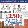 2D Flat, 1pc "250 Years of Freedom 1776-2026" Patriotic Aluminum Sign, 12"×8" - Red White Blue Vintage Style, US Independence 250th Anniversary Decor