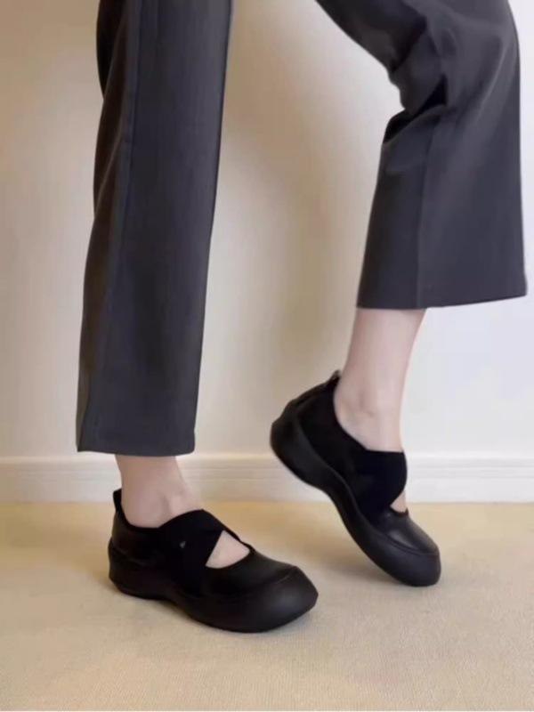 Casual Comfort Edition~ Retro Soft Sole Thick Sole Height Increase 5.5cm Women's Versatile Soft Leather Cross Belt Single Shoes Commuter Mary