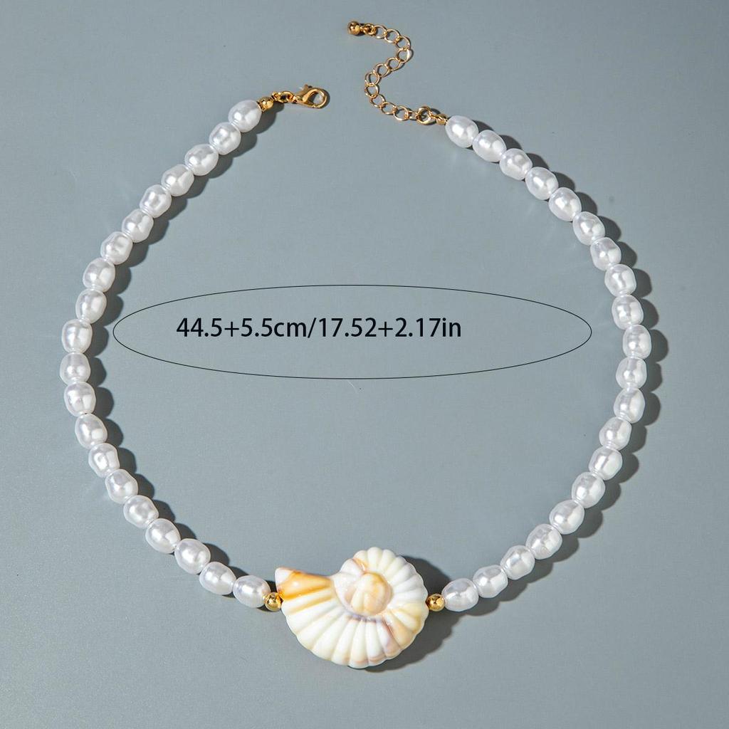 Modische und kreative Imitations-Unregelmäßige Perle Acryl Muschel Halskette für Damenschmuck Geeignet für Strandurlaub, Strandparty-Schmuck