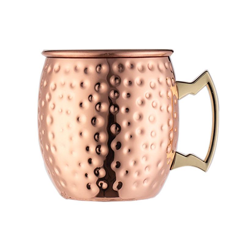 2 Pieces 530Ml 18 Ounces Moscow Mule Mug Stainless Steel Hammered Copper Plated Mojito Cup Bar Drinkware Beer Cocktail Glass