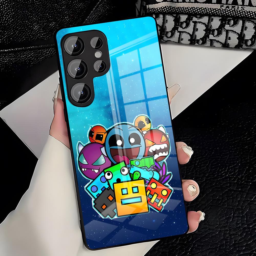 G-Geometry Dash Game Phone Case For Samsung A25 A13 A33 5G A54 A36 A35 A56 A52 A14 Shockproof Glass Cover