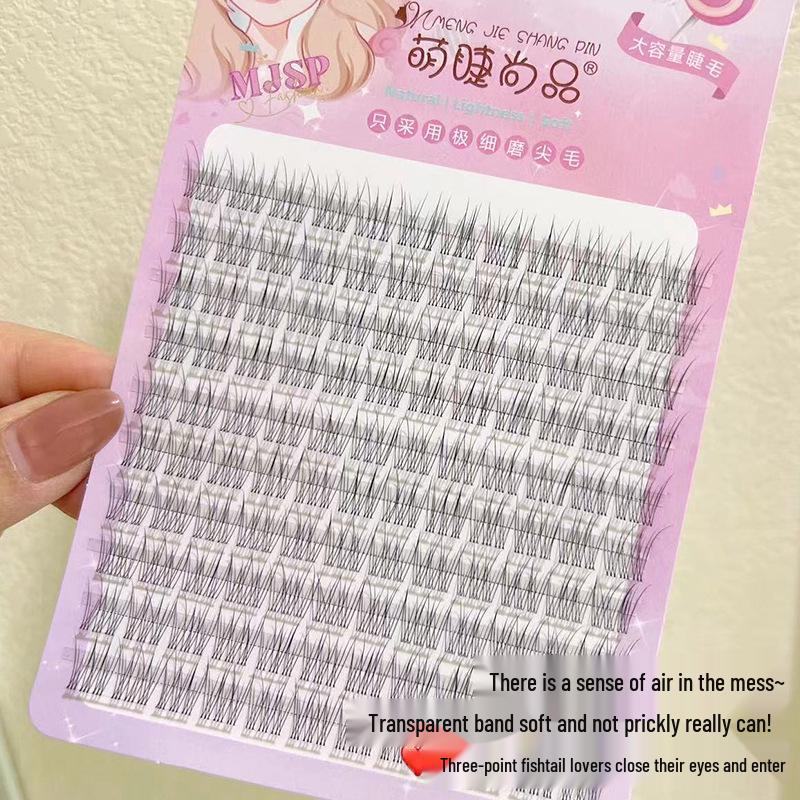 Exclusive Transparent Stem Fishtail Natural Single-Cluster False Eyelashes for Beginners