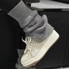 Soft leather versatile board shoes women's 2025 new popular spring and autumn heightening platform muffin shoes casual sports shoes