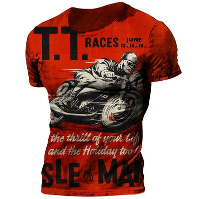 Vintage Motorcycle Racing Graphic T-Shirts Summer Round Neck Fashionable Casual Short Sleeved Men's T-shirts