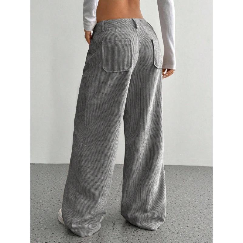 VEZFAA Pantalones y capris de cintura alta con estampado de color sólido informal a la moda para mujer