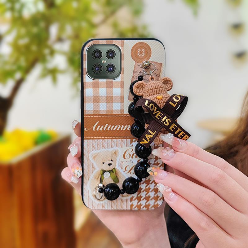 Skin-friendly Feel Cartoon Phone Case For Cubot C30 Dirt-resistant Cute Black Pearl Pendant Bear Bracelet Back Cover