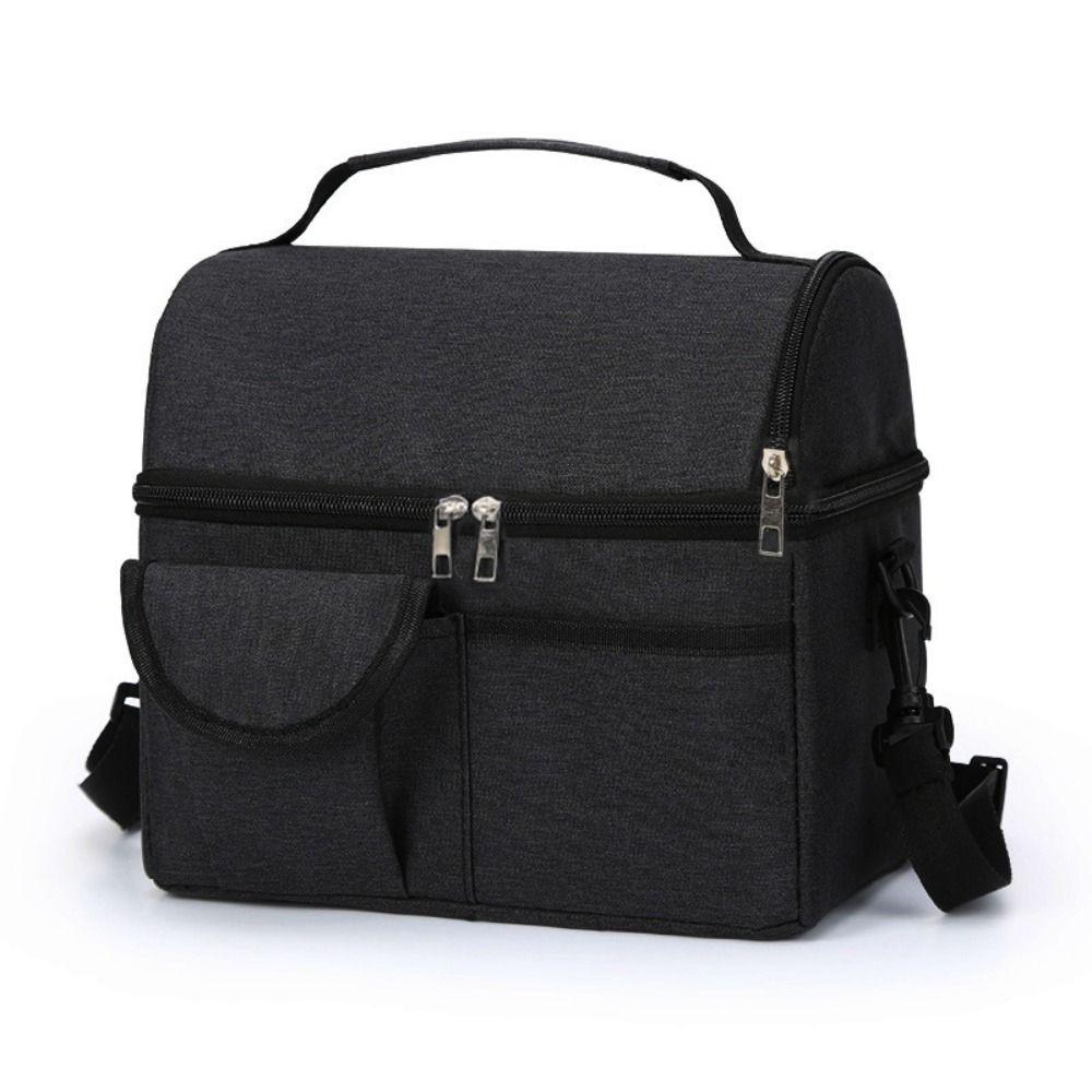 New Dual Durable Compartment Insulated Lunch Box Large Capacity Leak-proof Cooler Bag Multifunctional Lunch Tote Men Women
