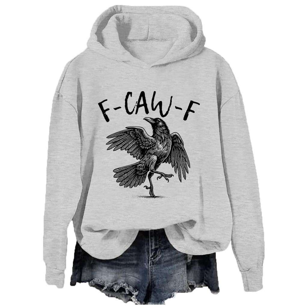 Ladies Fashion Casual Long Sleeve Printed Round Neck Hoodie Pullover Top