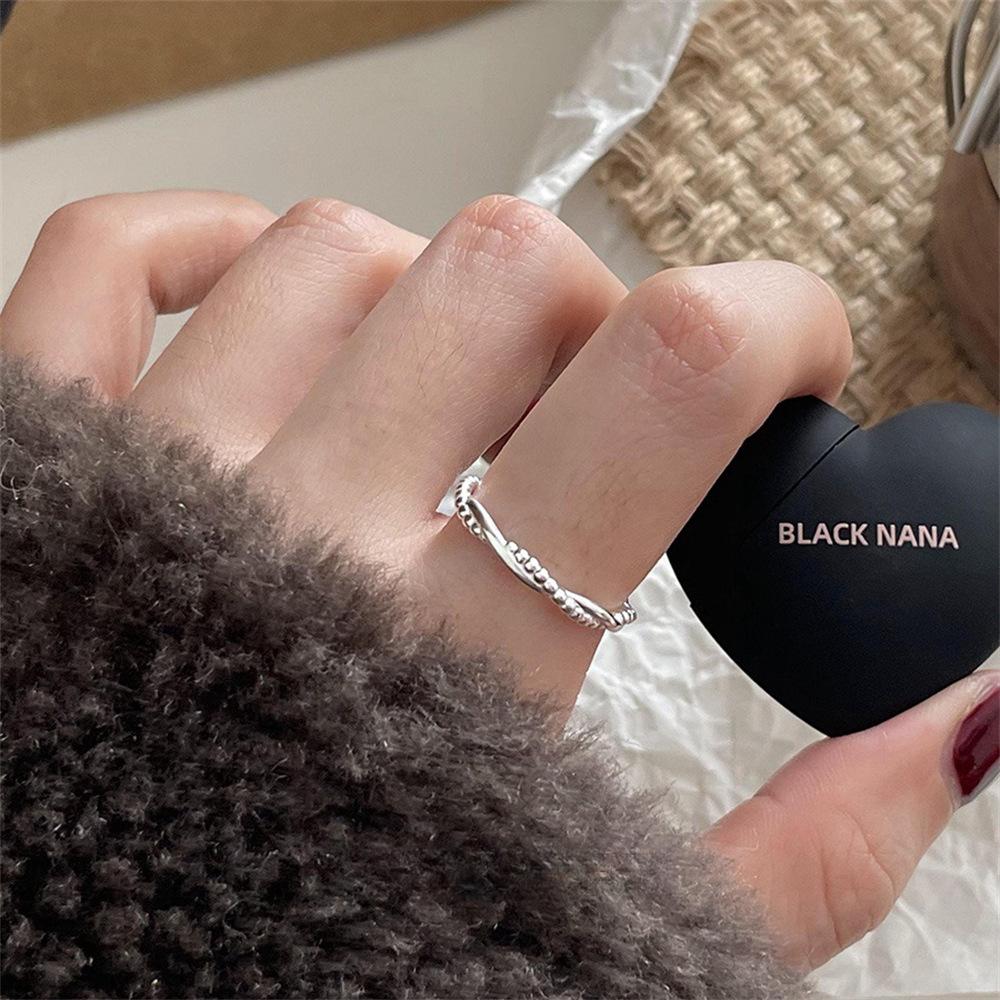 S925 Sterling Silver Korean Style Adjustable Open Ring for Women - Niche Light Luxury Trendy Colorfast High-End Feel