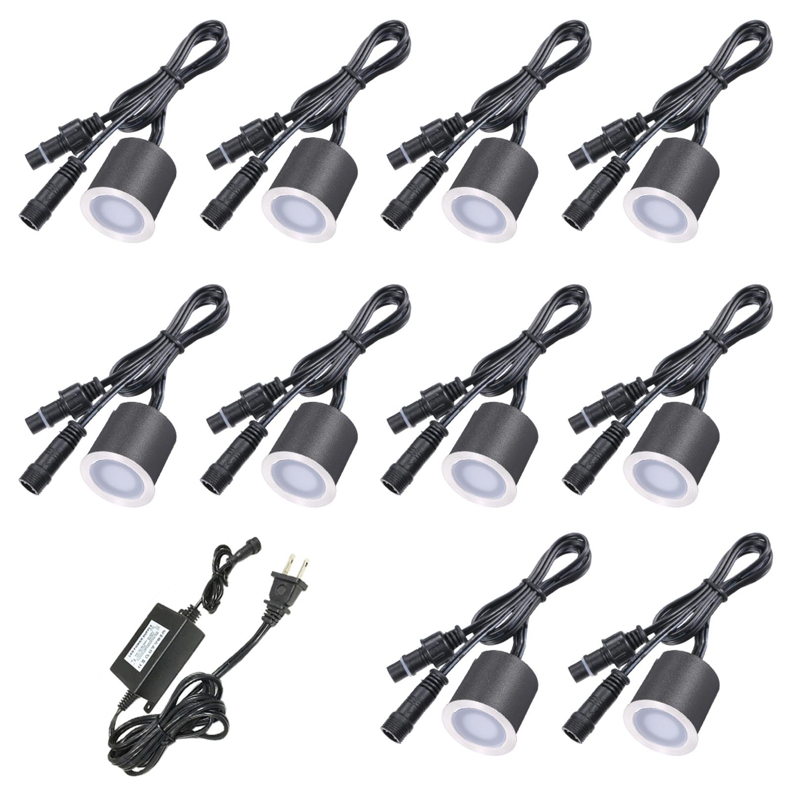 

Встраиваемые светодиоды низкого напряжения постоянного тока 12 В, палубные светильники IP67, водонепроницаемые наружные встраиваемые в землю лампы, ландшафтный светильник 10pcs белый