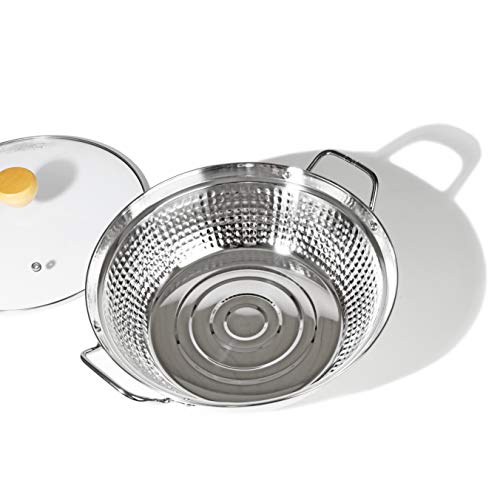 Pearl Metal Tabletop Pot, Silver, 26cm, with Stainless Steel Glass Lid, "Yaragi" (Softening) HB-4788