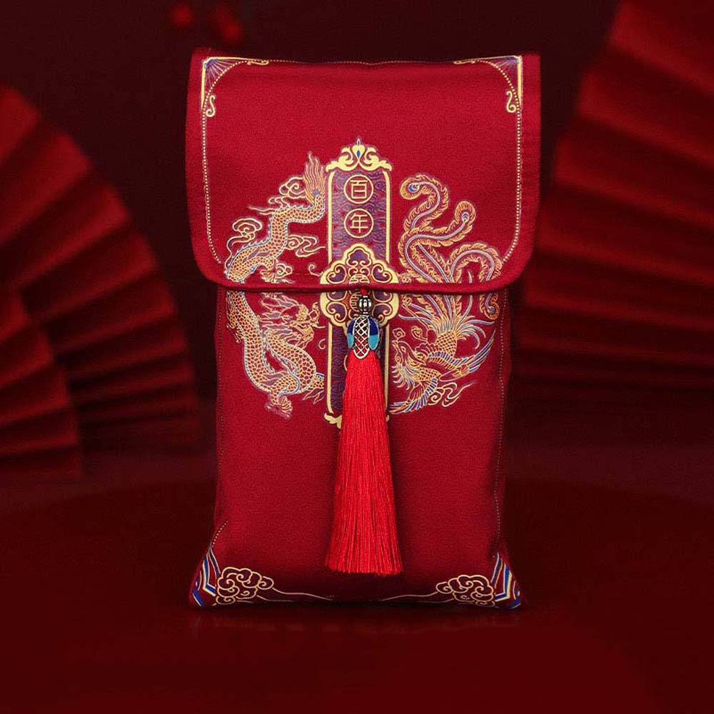 Beste Wünsche 2025 Geldtasche Brokatstoff Quaste Neujahrs-Geldbeutel Partygeschenke