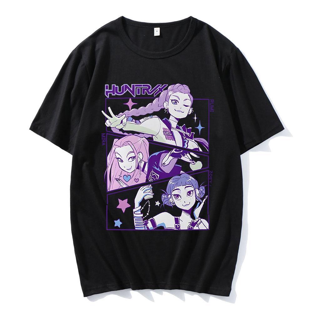KPop Lovci démonů 2025 Filmové tričko Letní trička s krátkým rukávem Kulatý výstřih Bavlna Módní tričko Ležérní Unisex Streetwear